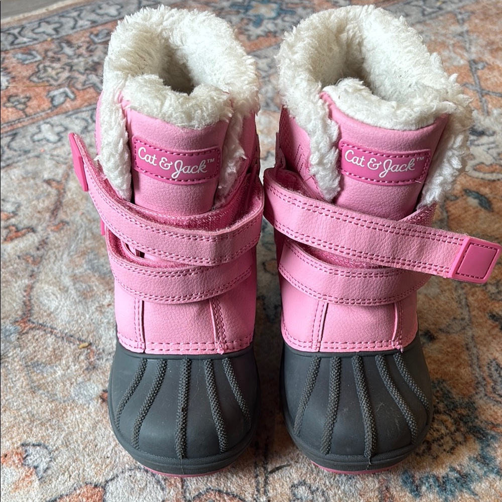 Girls Cat & Jack super sturdy Pink and Gray Winter Boots